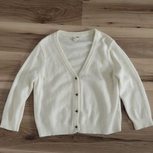Lands End Canvas Ivory  Angora Short Cardigan Sweater.size L.